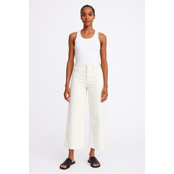 Zenana Wide Leg Jeans Off White Women’s Size Large NWT - Picture 1 of 8